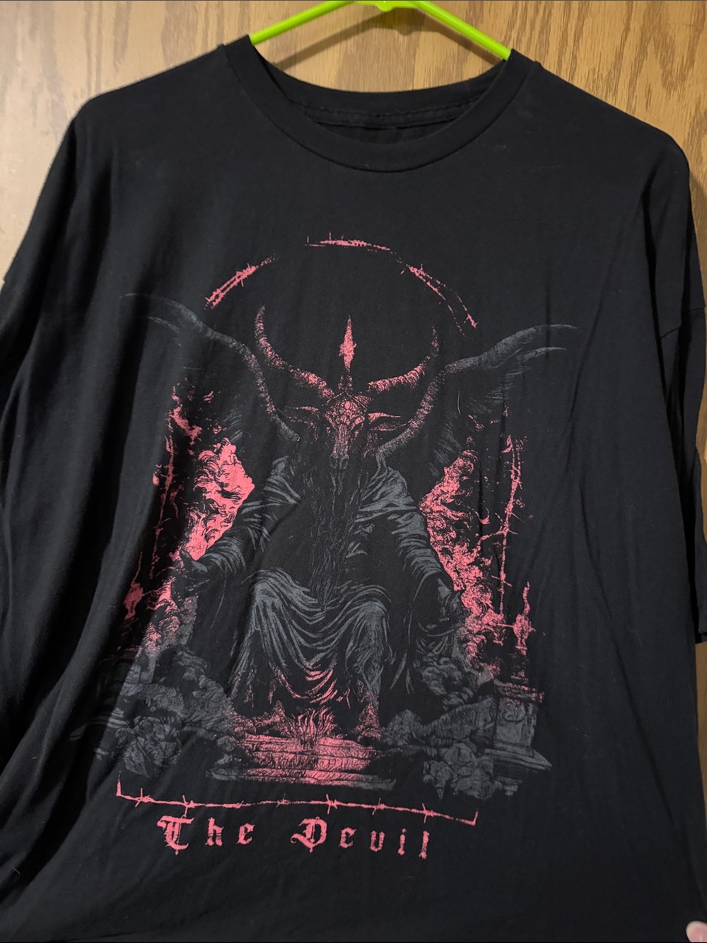 Black Graphic Short-Sleeve Tee with Red Devil Artwork